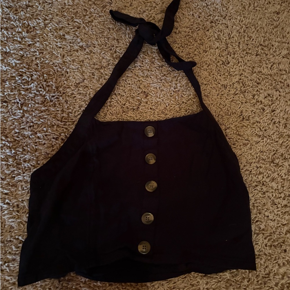 American Eagle Outfitters Black Buttoned Crop Top